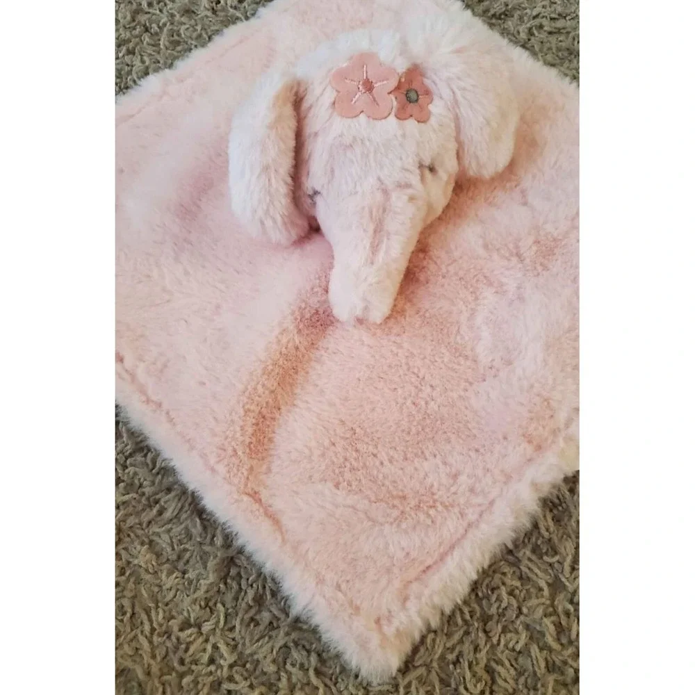Parents Choice Baby Elephant Lovey Security Blanket Pink Plush Floral‎ Satin Toy